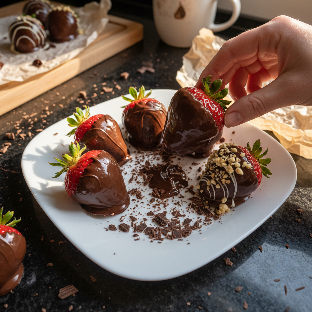 Dekadente Schokoladenüberzogene Erdbeeren