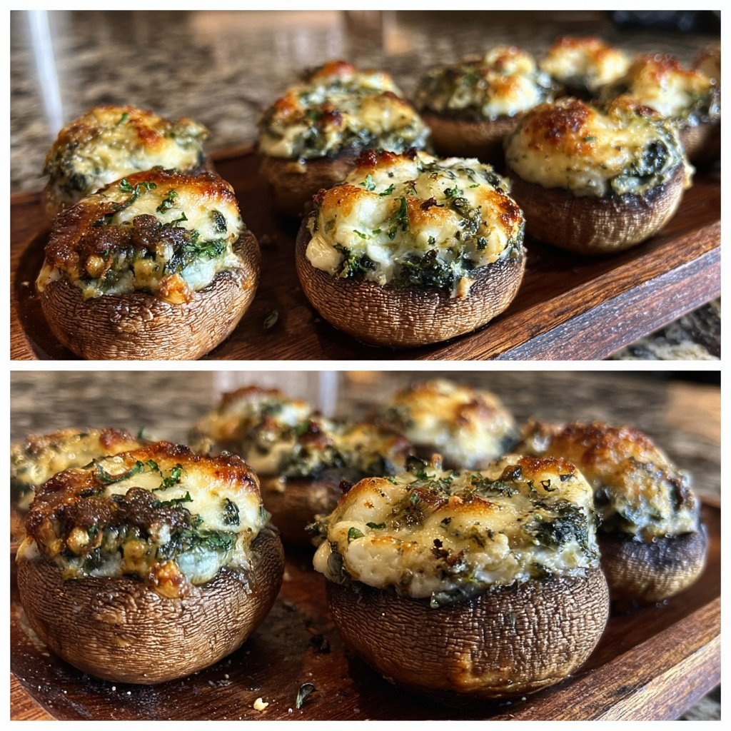 Spinat-Feta gefüllte Champignons