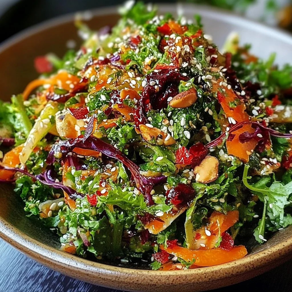 Grünkohlsalat mit Chili Mandel Dressing