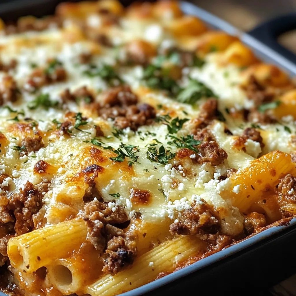 Griechischer Nudel-Auflauf mit Feta und Hackfleisch