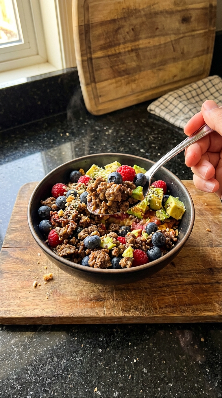 Hackfleisch Beeren Bowl