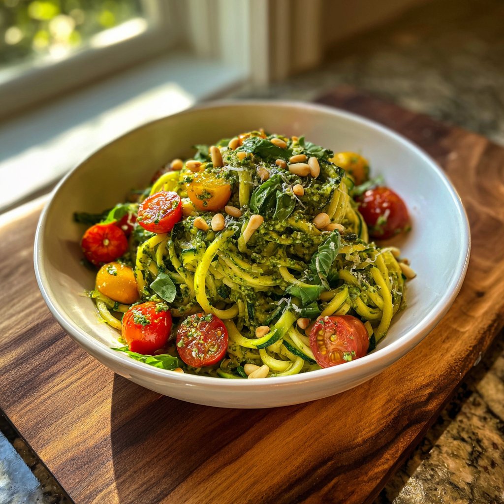 Zucchini Noodle and Pesto Bowl