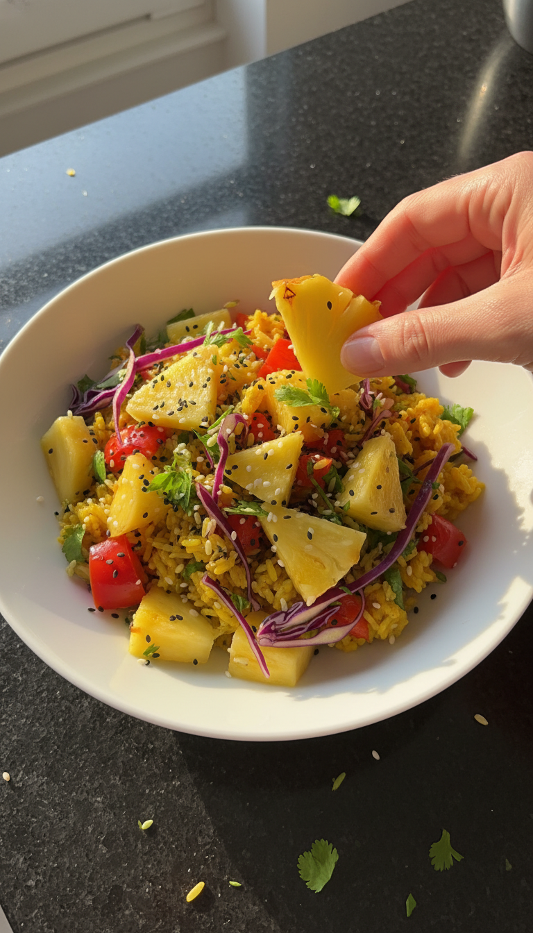 Tropische Ananas Reis Bowl