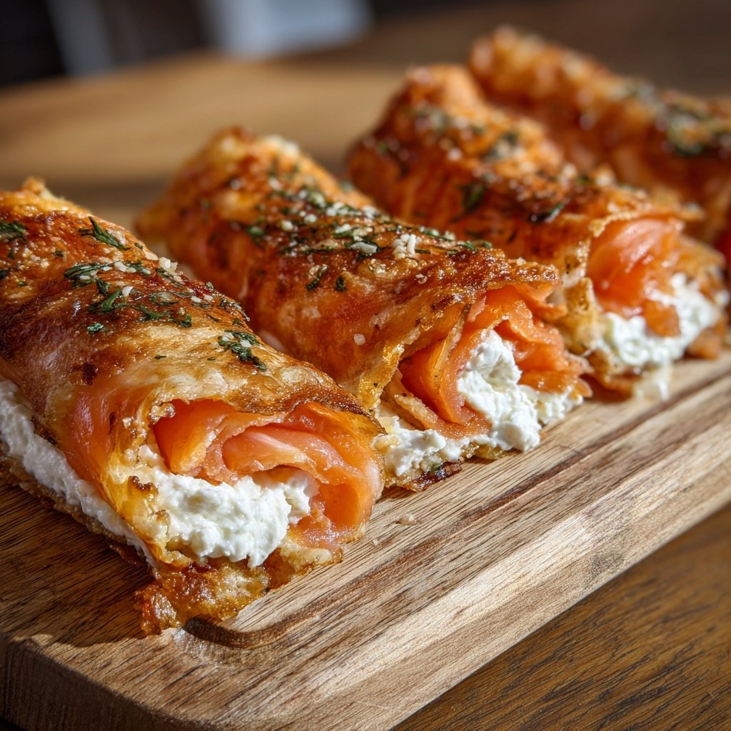 Räucherlachs Röllchen mit Frischkäse
