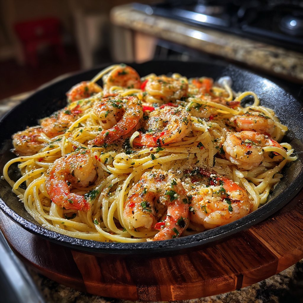 Garlic Shrimp Linguine Delight