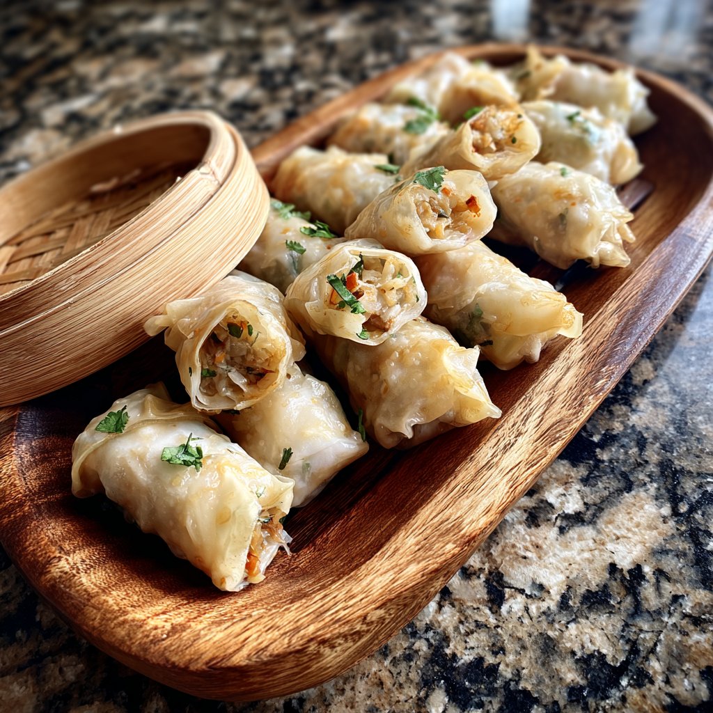 Dämpfung von Dimsum-Röllchen