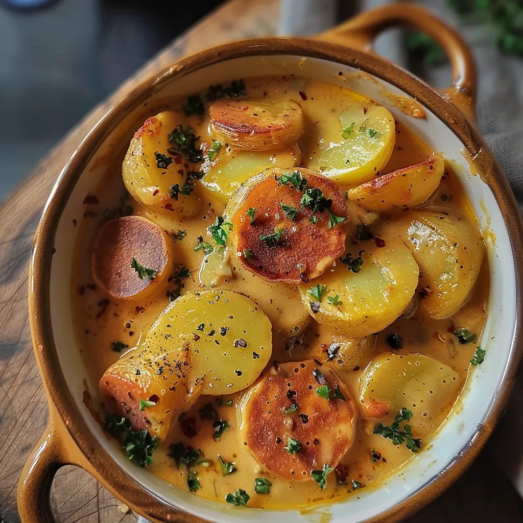 Kartoffelgulasch mit Würstchen