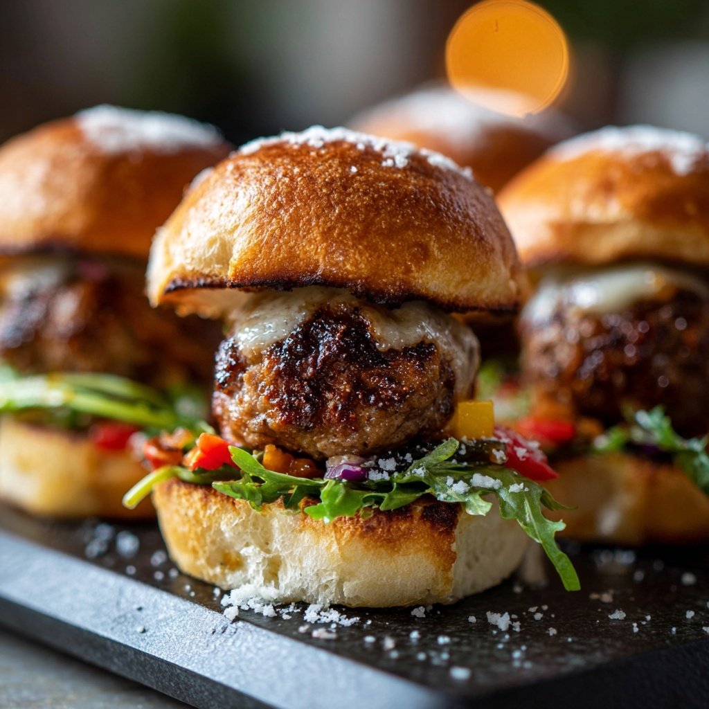 Herzhaftes Fleischbällchen Slider Ensemble