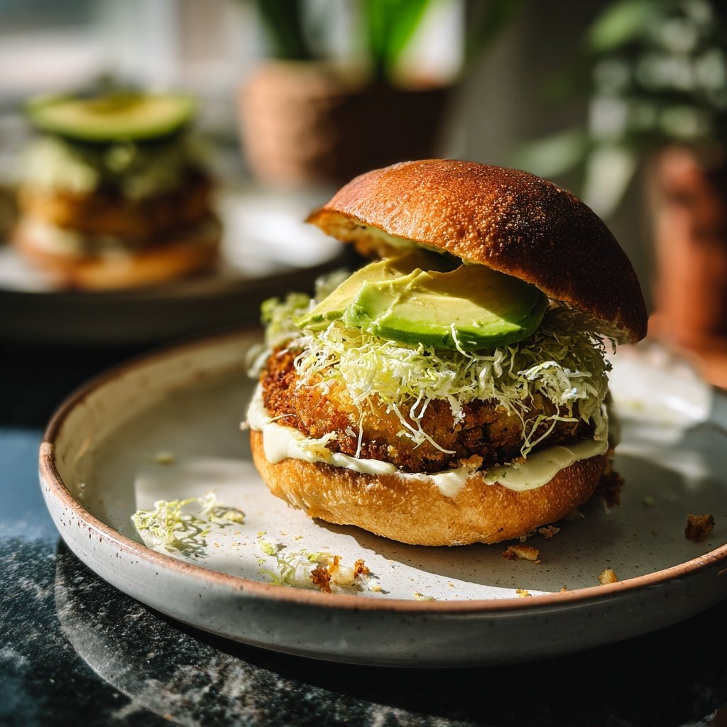 Seetang Kelp Burger mit Avocado