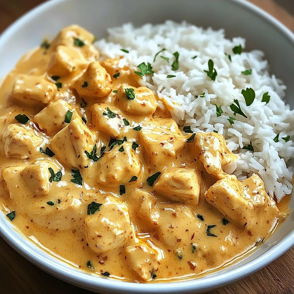 Cremiges Hähnchen mit Reis