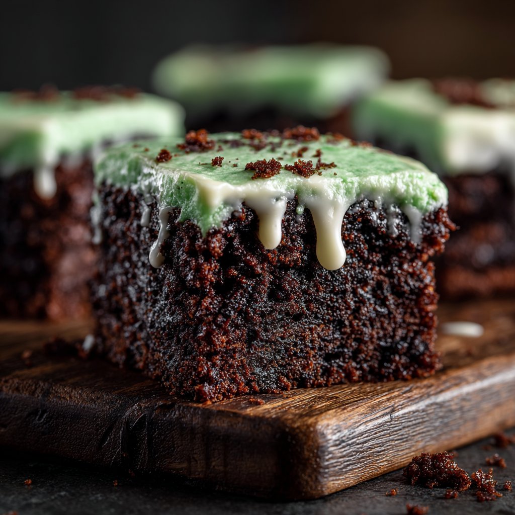 Grüne Samt-Brownies mit Frischkäse-Frosting