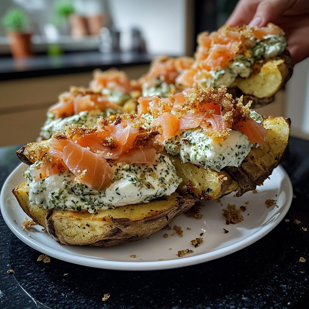 Ofenkartoffeln mit Kräuterquark und Räucherlachs