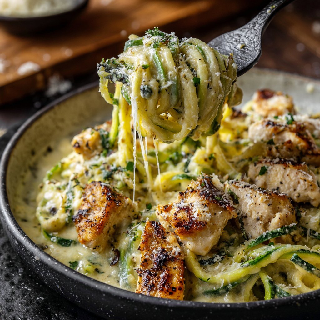 Gebackene Hähnchen Alfredo Zoodles