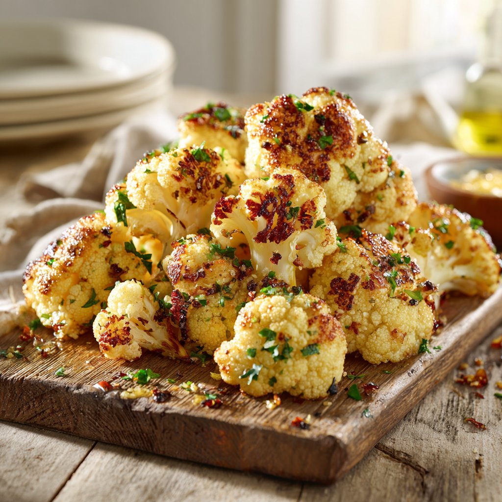 Zitronen Knoblauch Geroesteter Blumenkohl