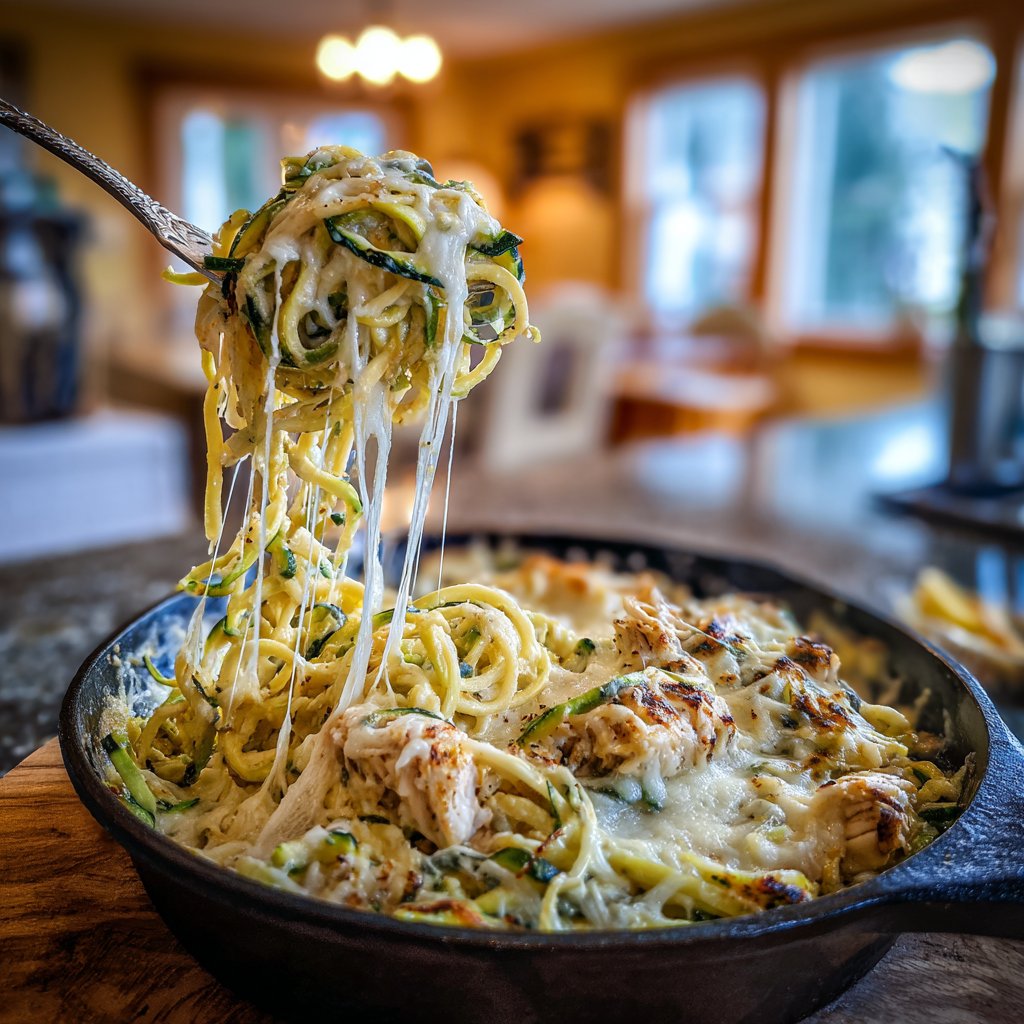 Gebackene Hühnchen Alfredo Zoodles