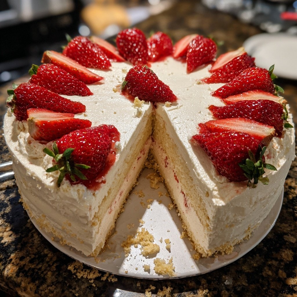 Buttercreme Torte mit Erdbeeren