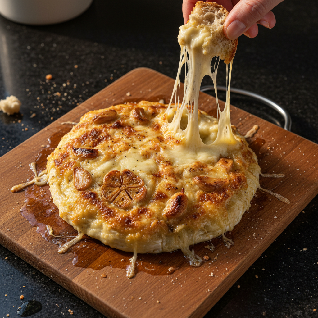 Geröstetes Knoblauch Ziegenkäse Fondue